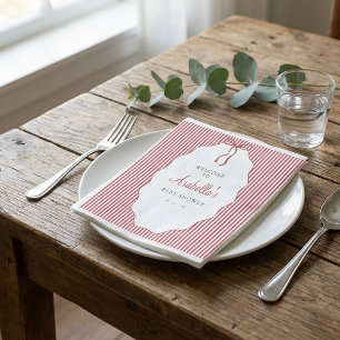 Serviette En Papier Baby Shower Arc-en-ciel Rouge à Rayures Fines et R