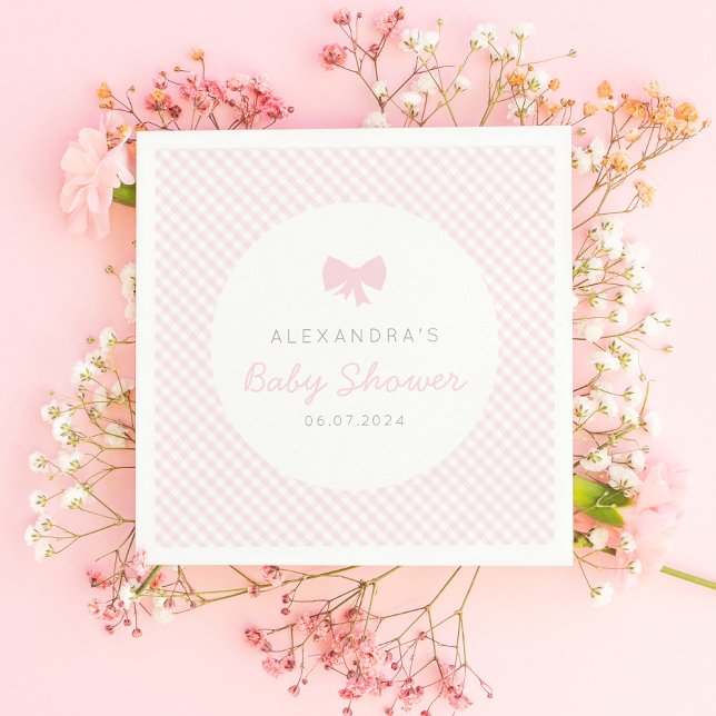 Serviette En Papier baby shower arc rose En vichy (Créateur téléchargé)