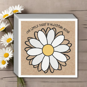Serviette En Papier Baby shower artisanal minimaliste Dainty Daisy