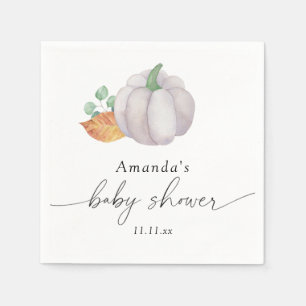 Serviette En Papier Baby shower automnal citrouille blanche