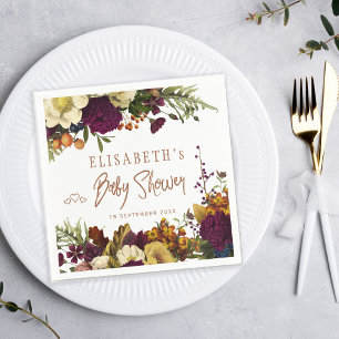 Serviette En Papier Baby shower automnal élégant floral rustique