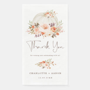 Serviette En Papier Baby Shower Automne Citrouille Floral Abricot Rose