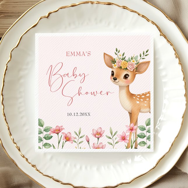 Serviette En Papier Baby shower aux cerfs de bois mignon (Créateur téléchargé)