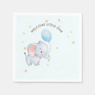 Serviette En Papier Baby Shower aux éléphants joueurs bleus