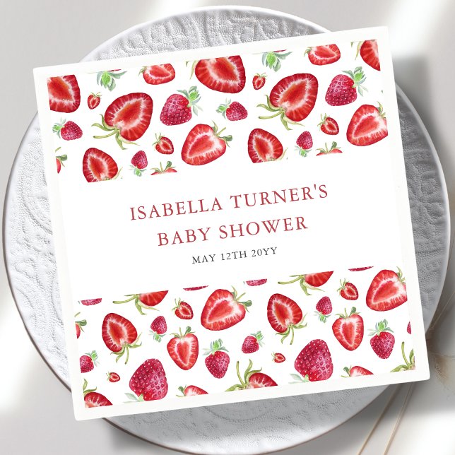 Serviette En Papier Baby shower aux fraises (Créateur téléchargé)