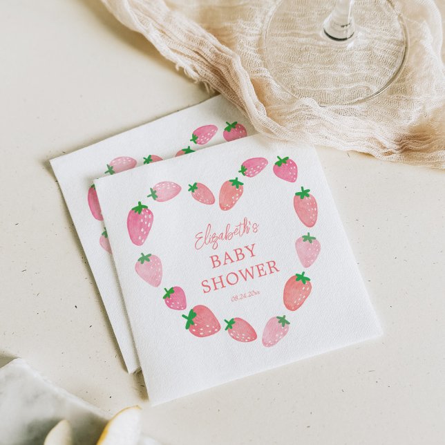 Serviette En Papier Baby shower aux fraises (Créateur téléchargé)