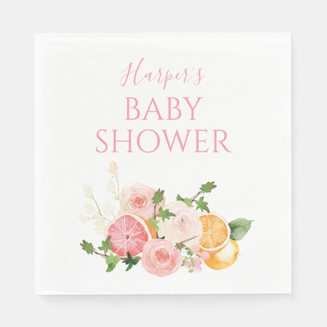 Serviette En Papier Baby shower aux fruits végétaux d'agrumes (Devant)