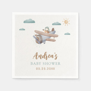Serviette En Papier Baby shower avion Voyageur Napkins