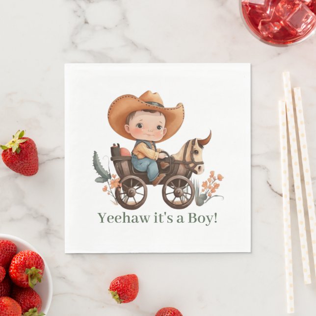 Serviette En Papier Baby shower Baby Cowboy (En situation)