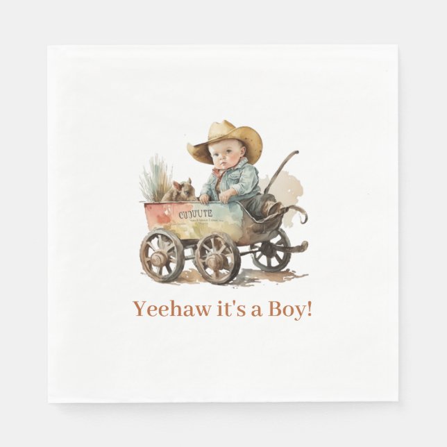 Serviette En Papier Baby shower Baby Cowboy (Devant)