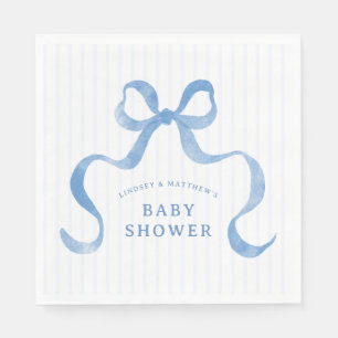 Serviette En Papier Baby shower Bac à ruban bleu Wavy