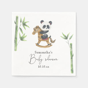Serviette En Papier Baby shower bambou et bébé ours panda