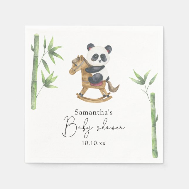 Serviette En Papier Baby shower bambou et ours de panda (Devant)