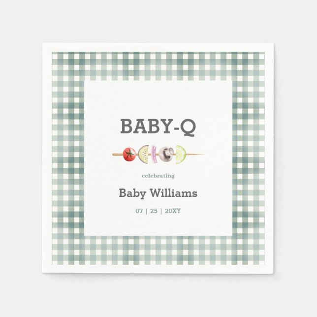 Serviette En Papier Baby shower BBQ BBQ Vert Couple (Devant)