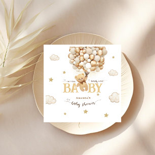 Serviette En Papier Baby shower Bear Gold Beige Ballots