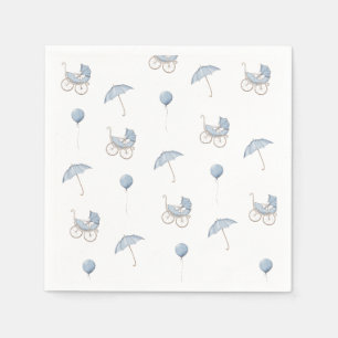 Serviette En Papier Baby shower Bébé Bleu Cute Buggy