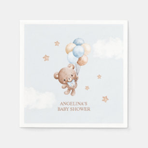 Serviette En Papier Baby shower bébé bleu Teddy Bear