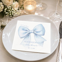 Baby Shower Bébé Garçon Ruban Bleu Aquarelle