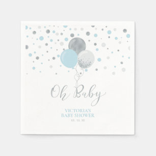 Serviette En Papier Baby shower bébé Silver & Blue Oh