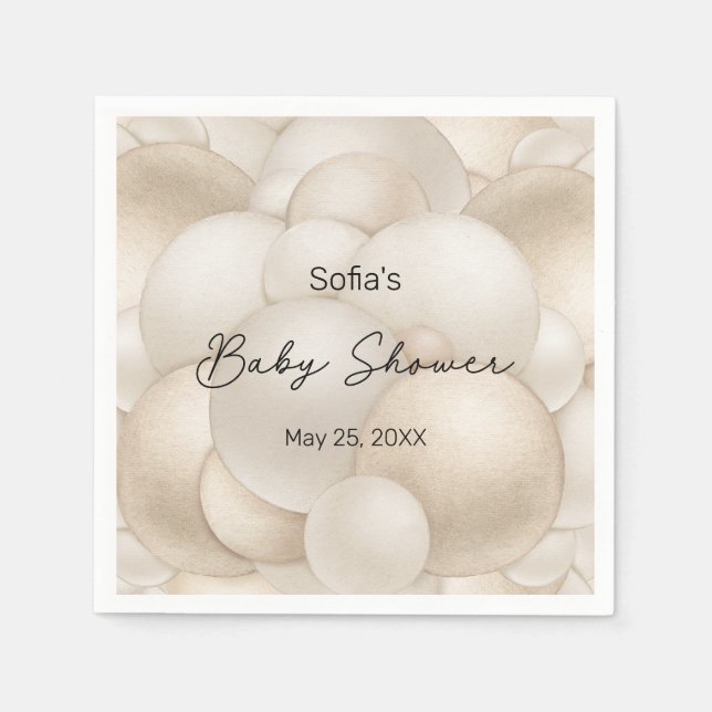 Serviette En Papier Baby shower Beige Hot Air Balloon (Devant)