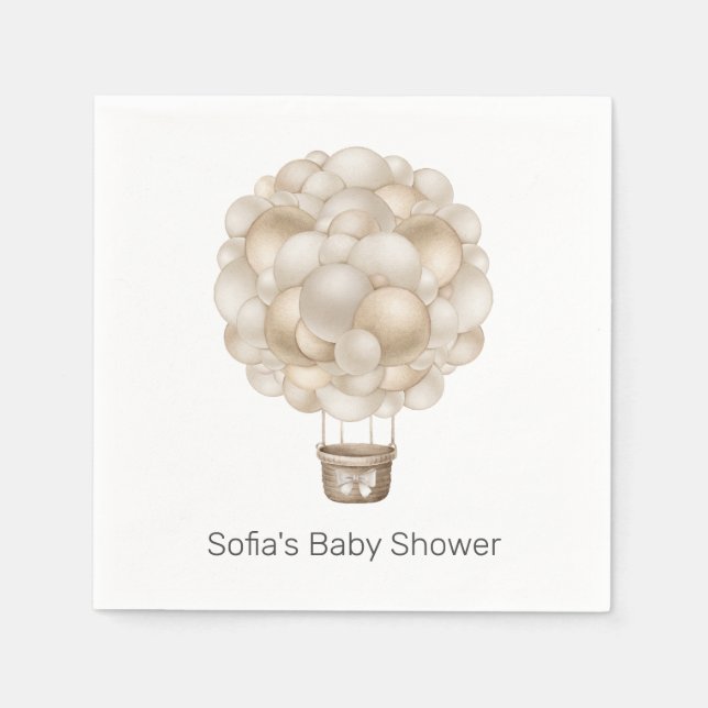 Serviette En Papier Baby shower Beige Hot Air Balloon (Devant)