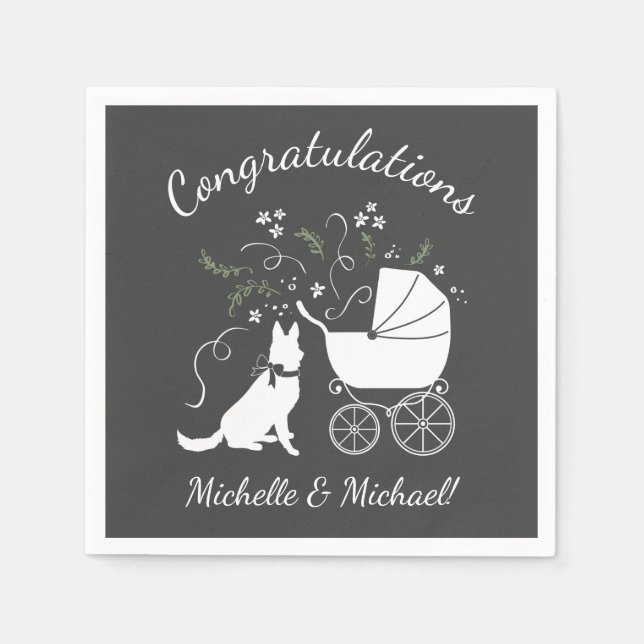 Serviette En Papier Baby shower berger allemand chien sans sexe (Devant)