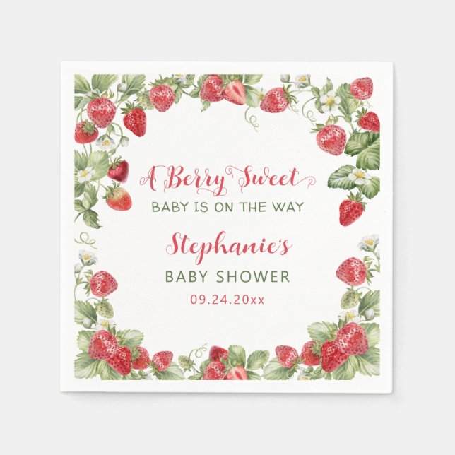Serviette En Papier Baby shower Berry Sweet Strawberry (Devant)