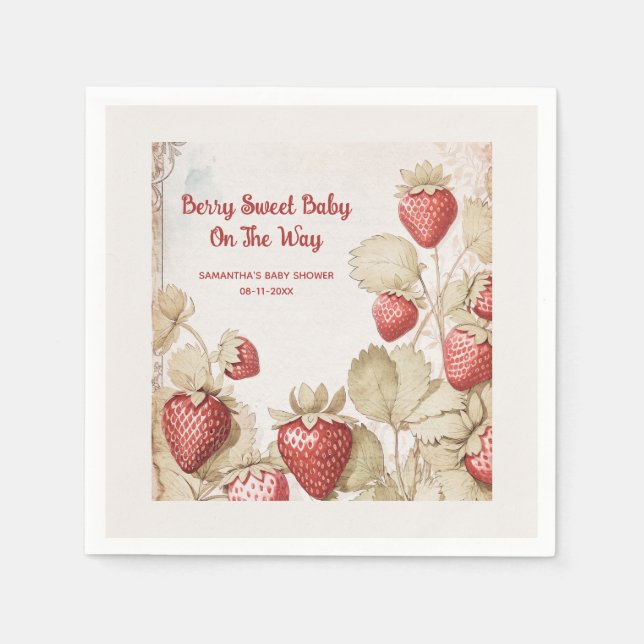 Serviette En Papier Baby shower Berry Sweet Strawberry (Devant)
