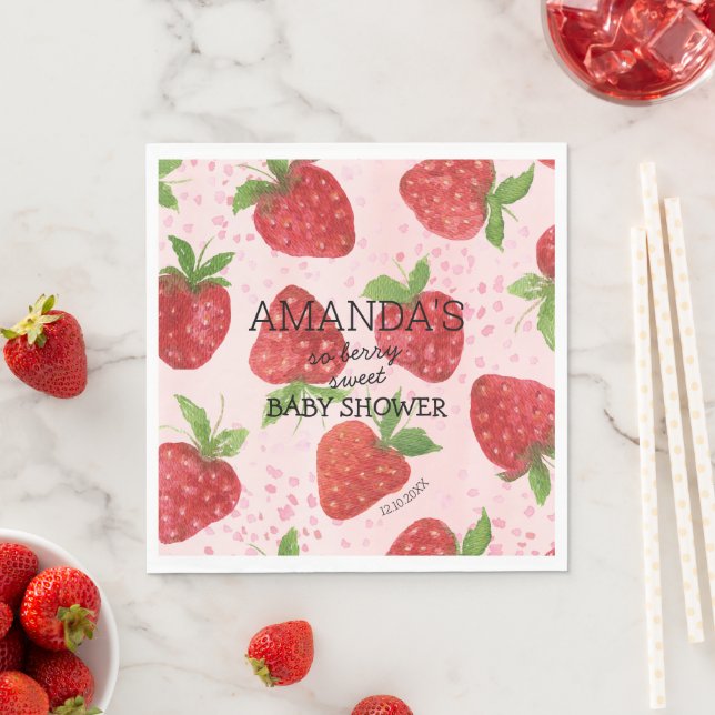 Serviette En Papier Baby shower Berry Sweet Strawberry (En situation)