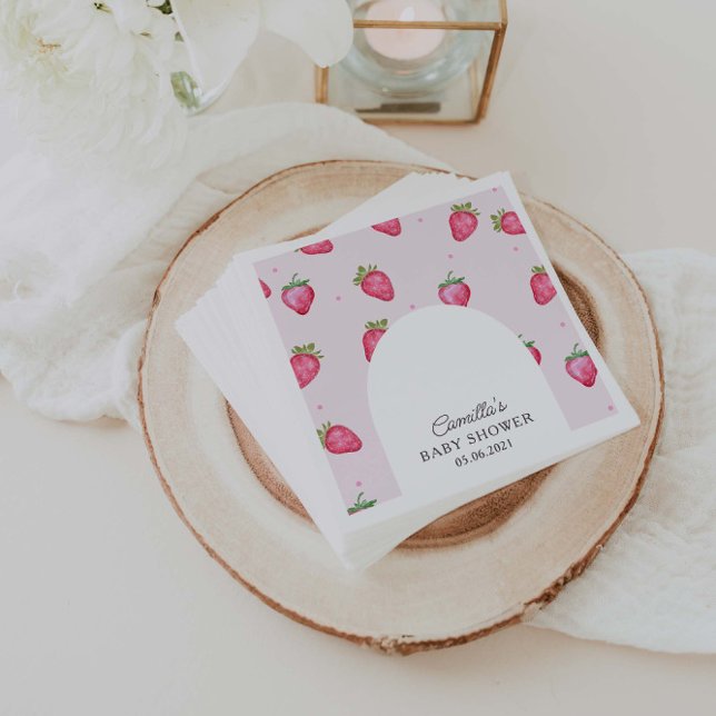 Serviette En Papier Baby shower Berry Sweet Strawberry (Créateur téléchargé)