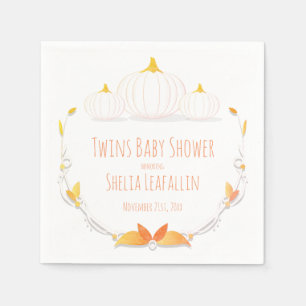 Serviette En Papier Baby shower blanc Citrouille Twins  Napkin