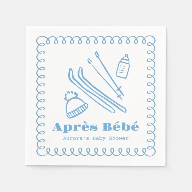 Serviette En Papier Baby shower Bleu À Main Après Bébé Boy (Devant)