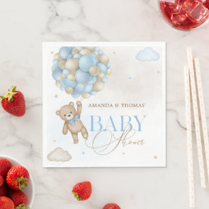 Serviette En Papier Baby shower Bleu Bear Balloons