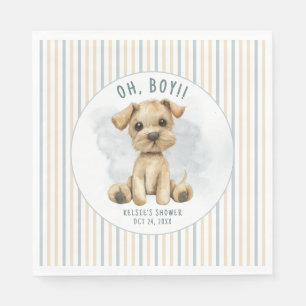 Serviette En Papier Baby shower bleu Chiot Bleu Cute Oh Boy