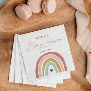 Serviette En Papier Baby shower bleu rose arc-en-ciel