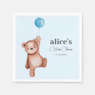 Serviette En Papier Baby shower bleu Teddy Bear