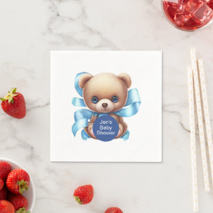 Serviette En Papier Baby shower Bleu Teddy Bear
