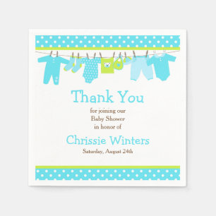 Serviette En Papier Baby shower Blue and Green Baby Line