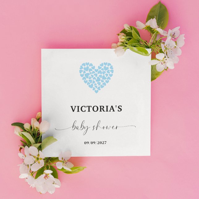 Serviette En Papier Baby shower Blue Heart (Créateur téléchargé)