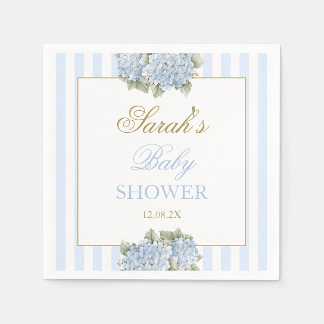 Serviette En Papier Baby shower Blue Hydrangea (Devant)