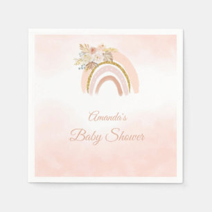 Serviette En Papier Baby Shower Bohème Fille Arc-en-ciel Herbe des Pam