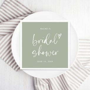 Serviette En Papier Baby Shower Bohème Minimaliste Vert Sauge