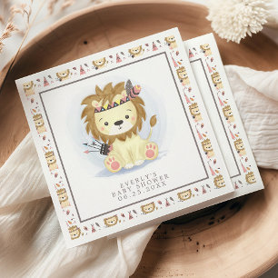 Serviette En Papier Baby Shower Bohème Tribal Lion