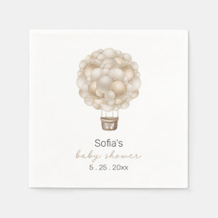 Serviette En Papier Baby shower Boho Beige Hot Air Balloon