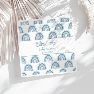 Serviette En Papier Baby shower Boho Dusty Blue Rainbow