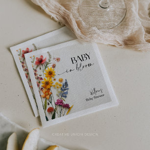 Serviette En Papier Baby shower Boho Fleur sauvage de fleurs pressées