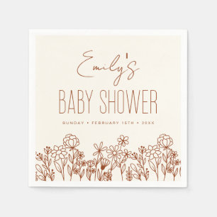 Serviette En Papier Baby shower Boho Fleur sauvage En Terracotta En Fl
