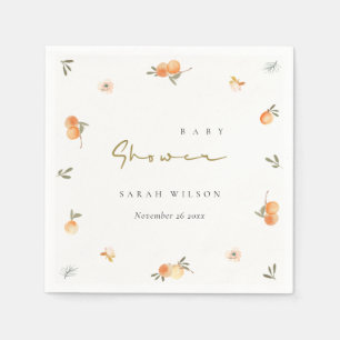 Serviette En Papier Baby shower Boho Floral Orange Doux Et Élégant