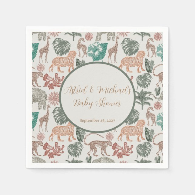 Serviette En Papier Baby shower Boho Jungle Safari (Devant)