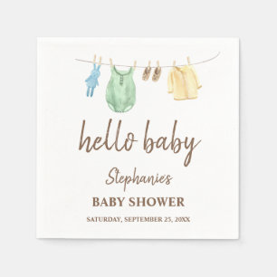 Serviette En Papier Baby Shower Boho Ligne de vêtements Hello Baby
